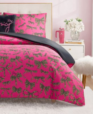 Plush Reversible Cheetah Bows 4-Pc. Comforter Set, Full/Queen