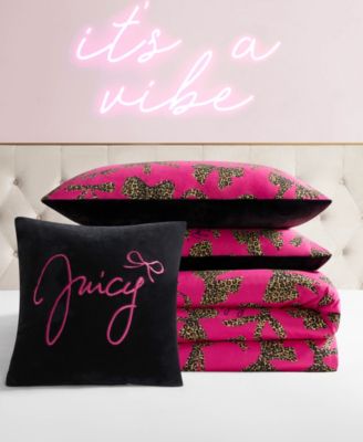 Plush Reversible Cheetah Bows 4-Pc. Comforter Set, King