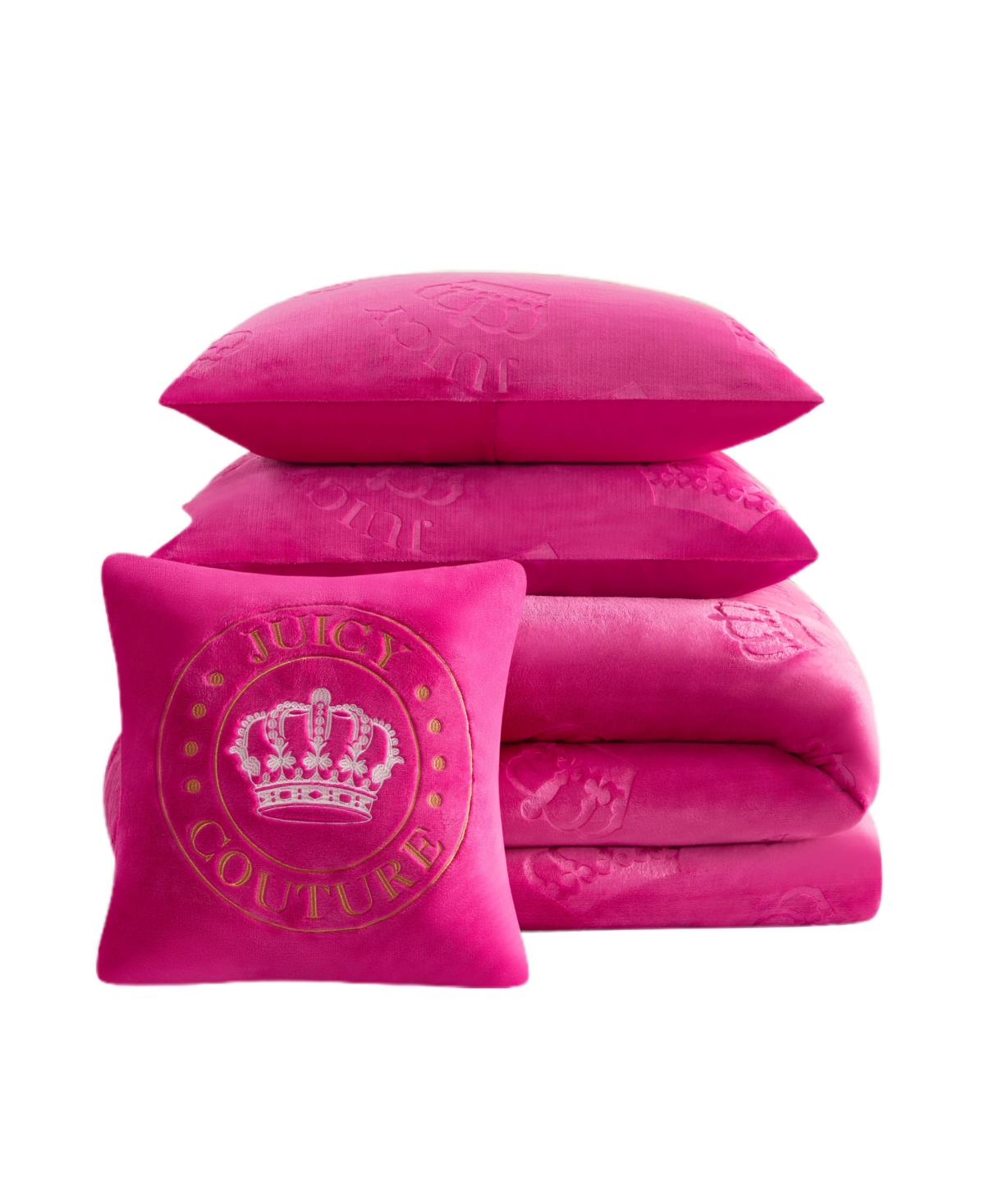 Juicy Couture Plush Reversible Embossed Crown 4-Pc. Comforter Set
