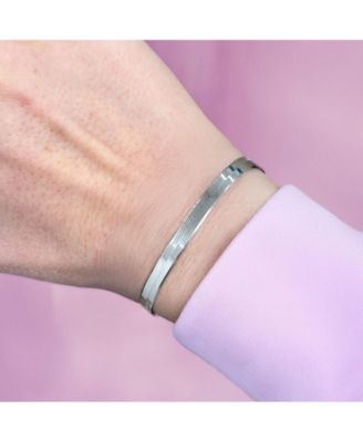 Mini Herringbone Bracelet 14K White Gold - 3 millimeters - 7 inches