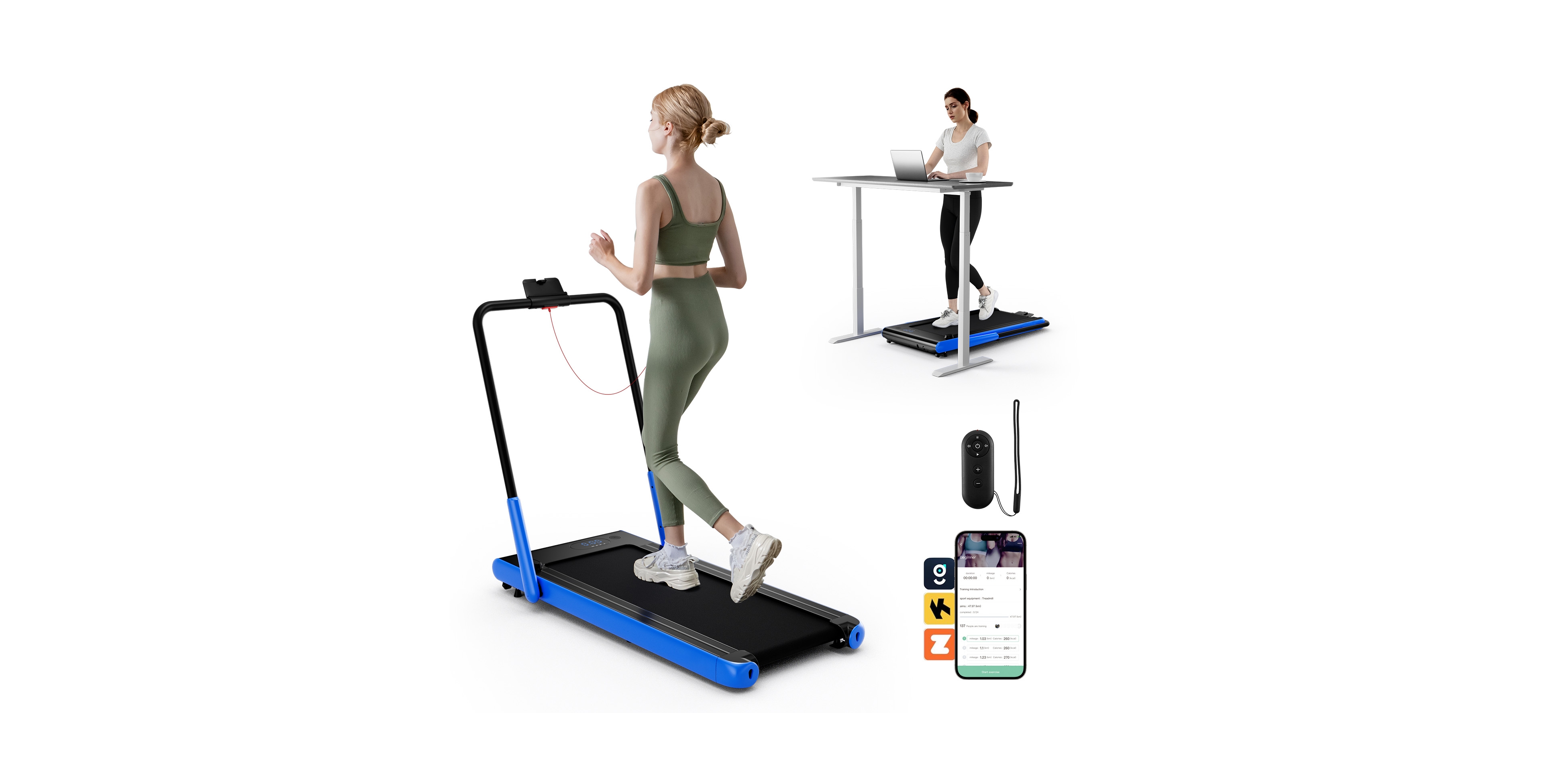 3-in-1 Folding Treadmill with 3HP Motor, App Connectivity, Led Display and Remote for Home
