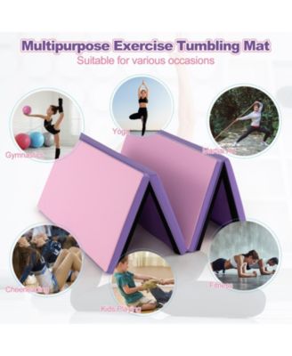 Folding Gymnastics Mat with Carry Handles and Sweatproof Detachable PU Leather Cover