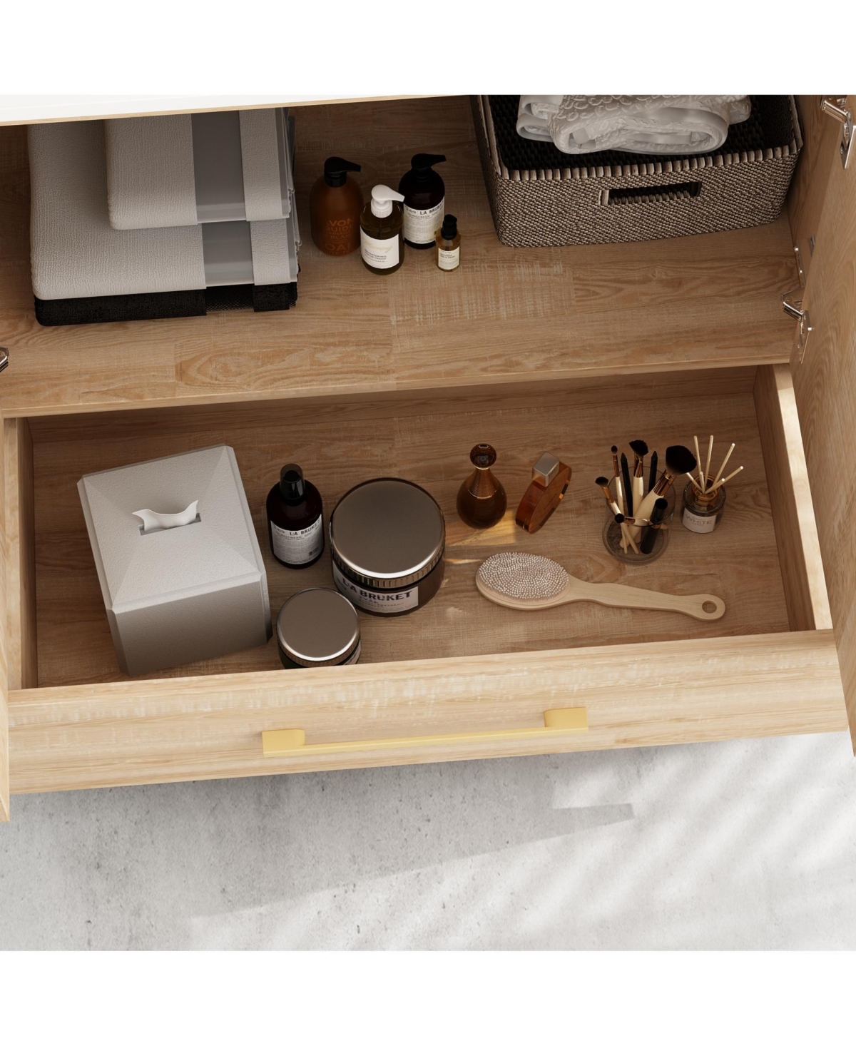 Homsee Bathroom Vanity with Marble Top and Drawer