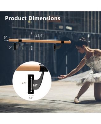 4 Feet Wall-Mounted Ballet Barre for Yoga