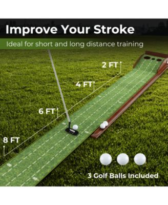Golf Putting Mat Practice Training Aid with Auto Ball Return and 3 Hole Sizes