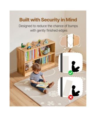 2-Tier Wooden Toy Storage Organizer with Dual Cubbies for Home Use