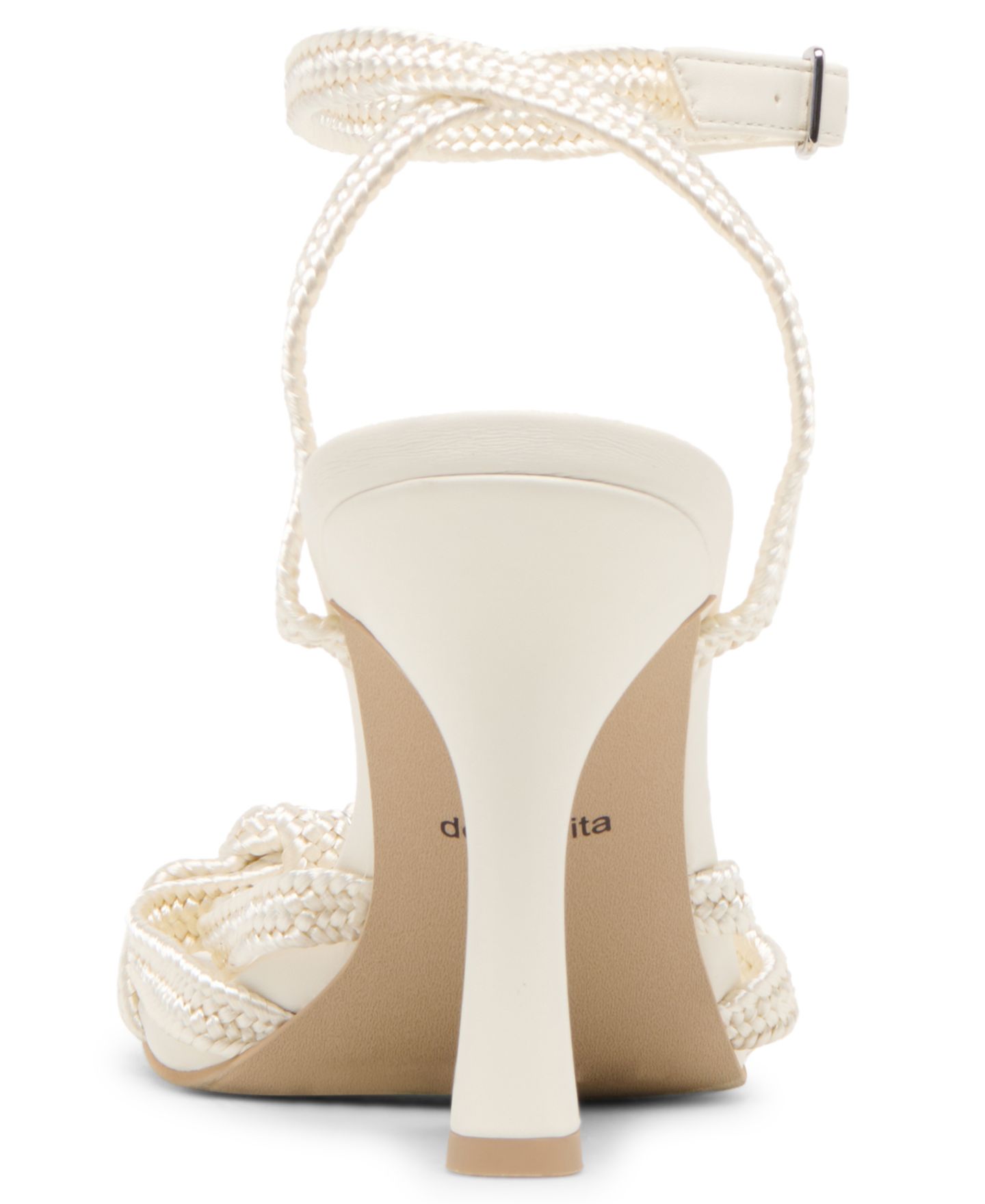 Женские туфли Dolce Vita Helle Imitation Pearl Strappy High Heels, цвет: Насыщенный белый атласный — фото 3
