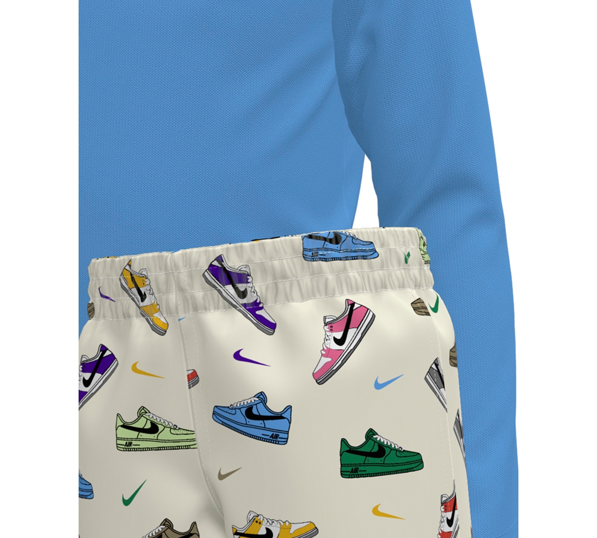 Nike Boys 4-7 Multi Sneaker Rash Guard Top And Swim Shorts, 2-piece Set In Multi