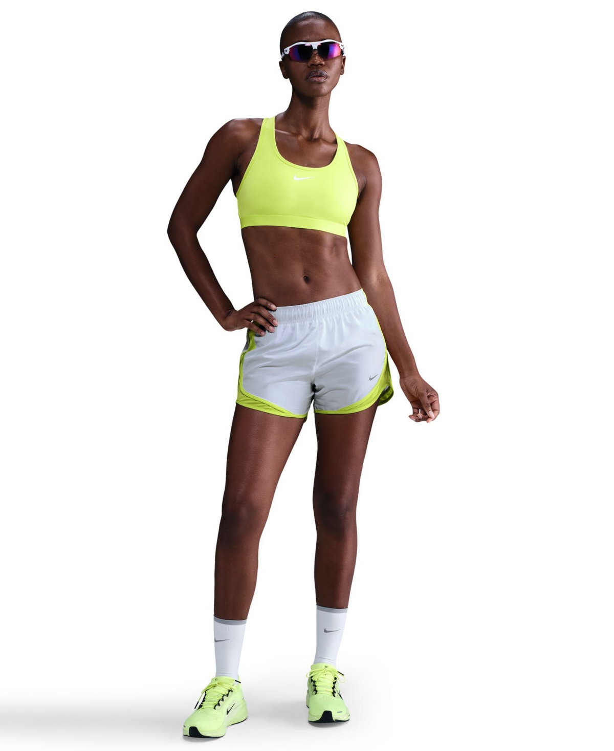 Nike Women's Tempo Dri-fit Mid Rise Running Shorts In White