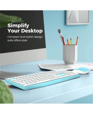 Wireless Keyboard And Mouse Combo - 2.4G Full-Sized Keyboard Mouse, 3 DPI Adjustable Cordless Keyboard And Mouse, Quiet Click Computer Laptop