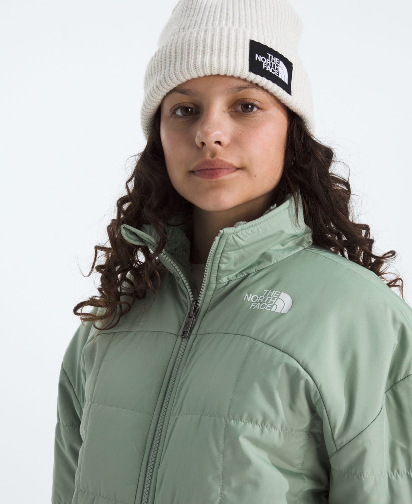 Куртка The North Face Reversible Shasta Full Zipper Jacket для девочек, цвет: Сланцевый мох — фото 4