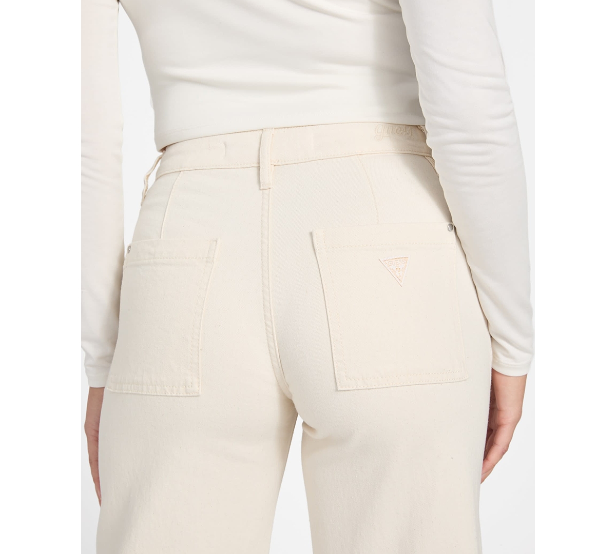 Guess Women's Wide Leg Stretch Denim Jeans In White