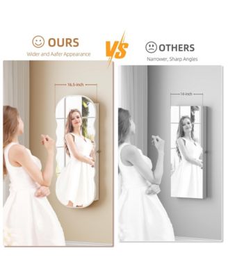 LED Mirror Jewelry Cabinet with Lockable Storage Organizer