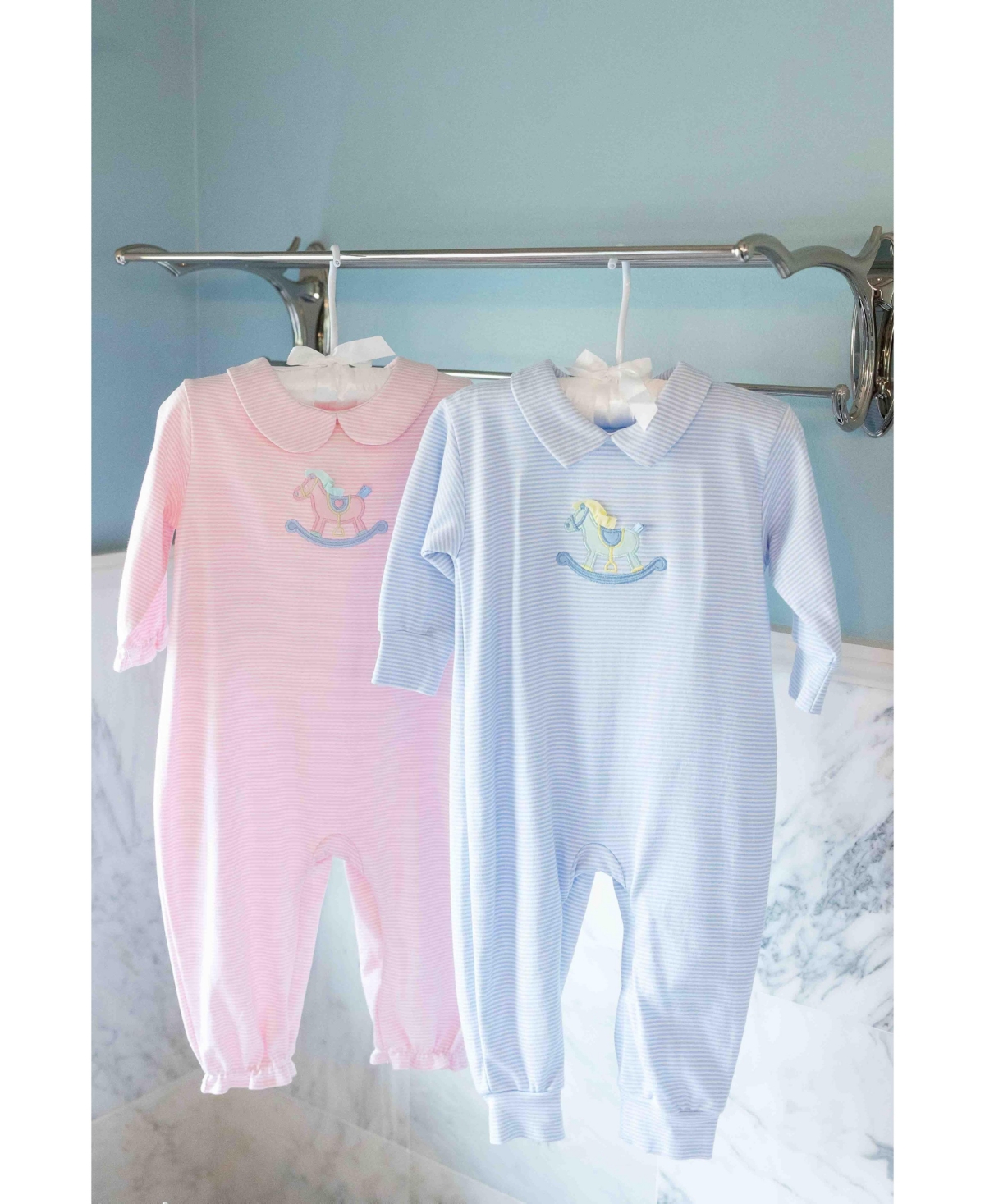 Florence Eiseman Baby Boys Stripe Knit Longall With Rocking Horse