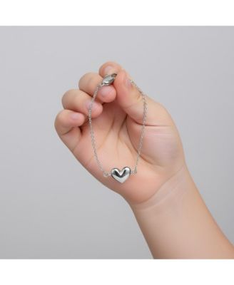 Minimalist Heart Charm Extended Chain Bracelet in White Gold Plated, 14K Gold Plated, or 18K Rose Gold Plated