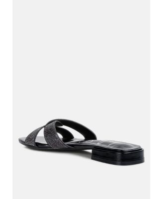 Womens Rum Cake Cross Strap Rhinestone Sandals