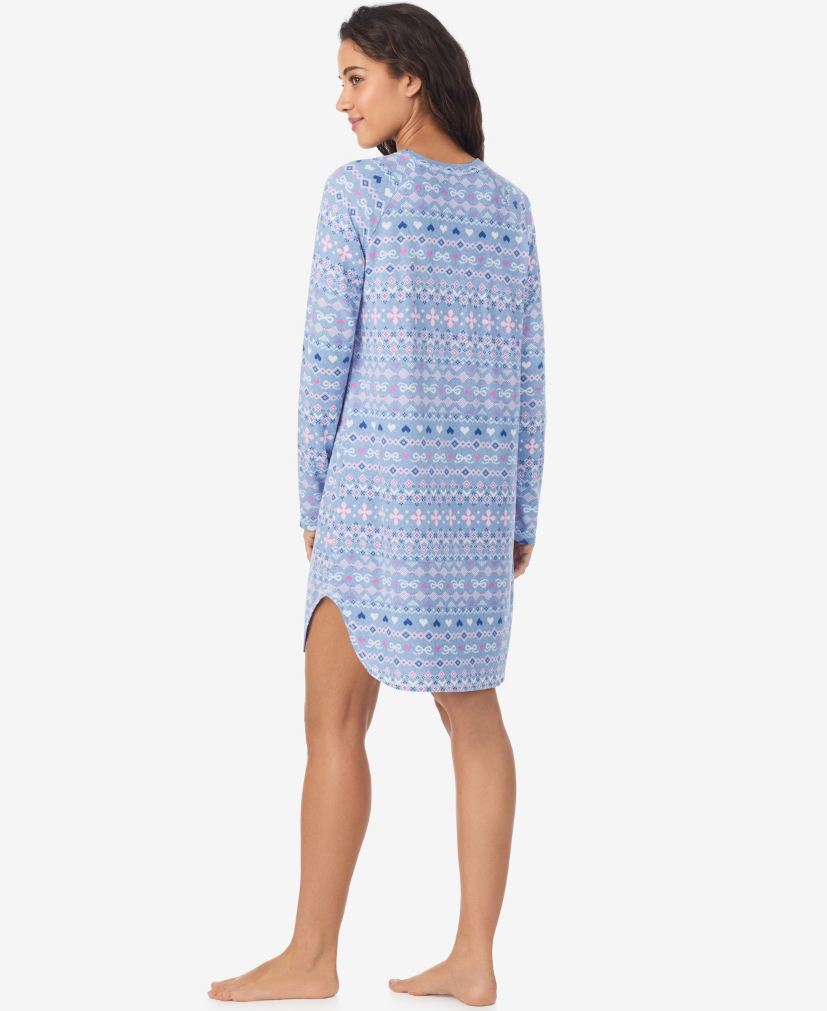 Cuddl Duds Women's Long Sleeve Scoop Neck Short Sleepshirt In Blue
