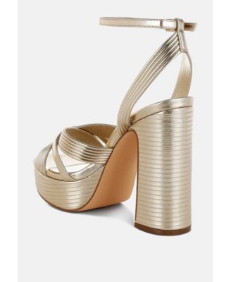 Womens Socialite Metallic Ankle Strap Heel Sandals
