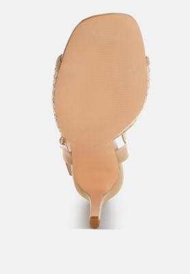 Womens Vilasta Raffia Square Toe Stiletto Heels