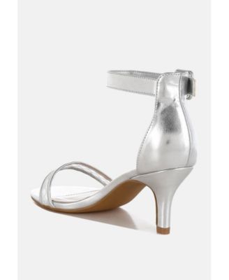 Womens Ninto Metallic Faux Leather Kitten Heels