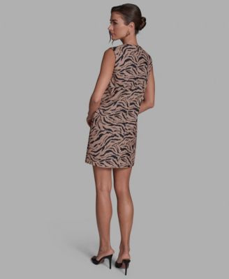 Women's Zebra Print Bistretch Bow Shift Dress