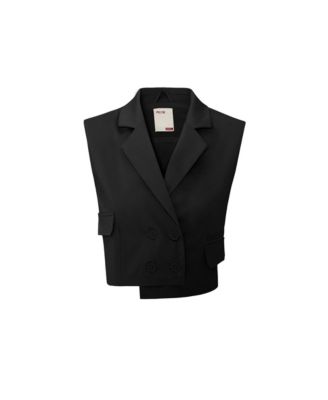 Women's Cotton-Blend Cropped Woven Vest