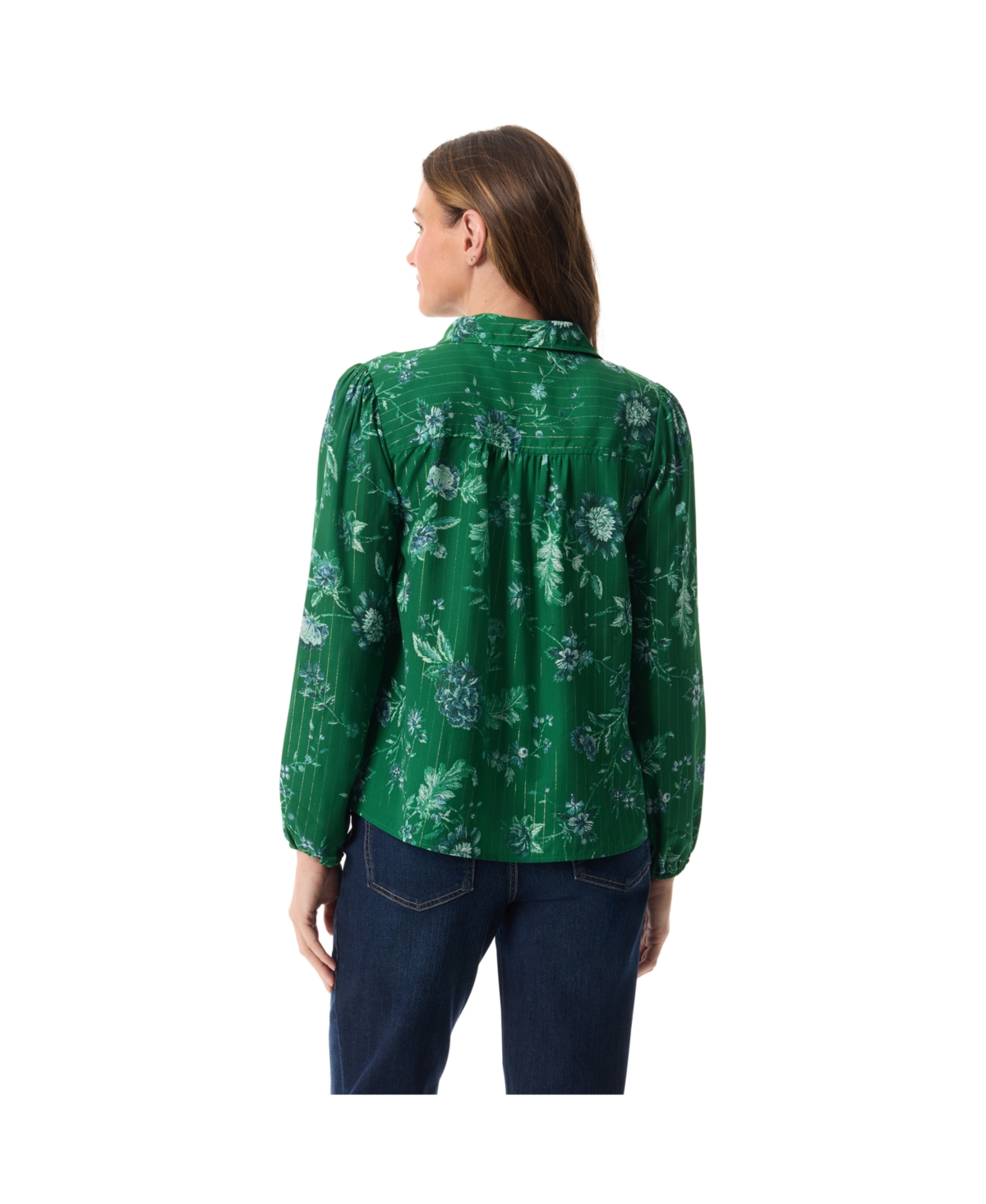 Gloria Vanderbilt Women's Carmen Long-sleeve Woven Top In Green
