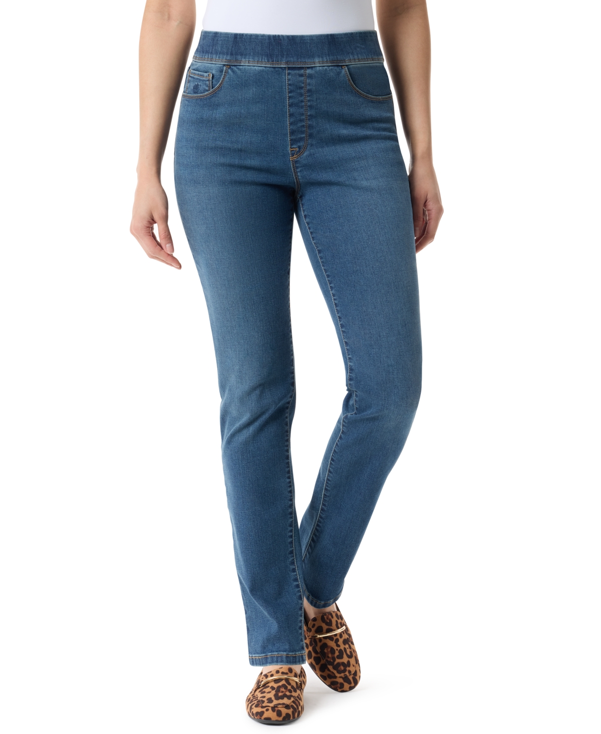 Gloria Vanderbilt Womens Stretch Denim Straight Leg Jeans In Blue