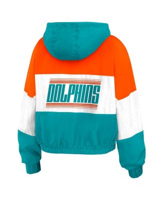 Women's Aqua/Orange Miami Dolphins Plus Size Color Block Full-Zip Windbreaker Jacket