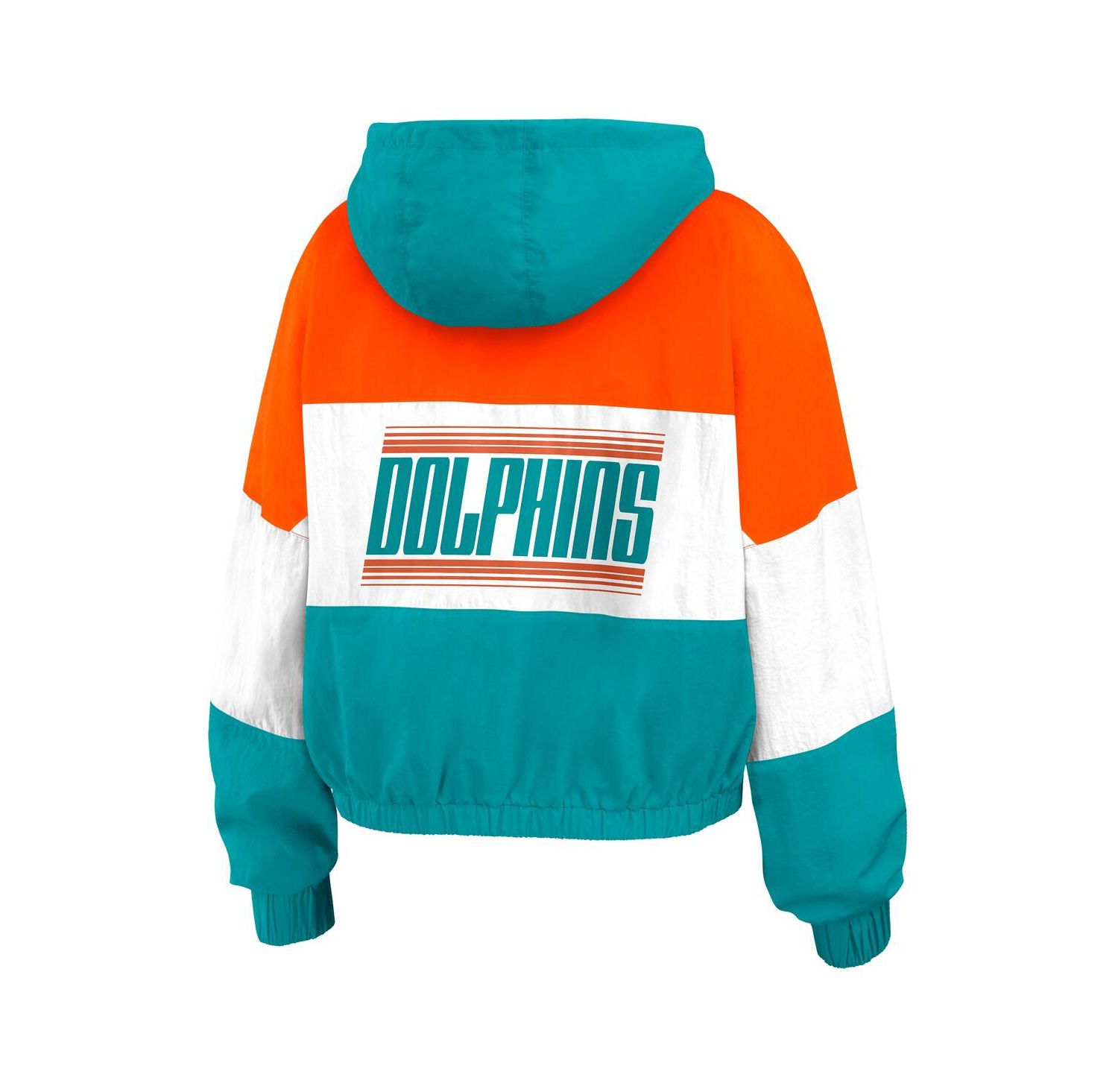 Women's Aqua/Orange Miami Dolphins Plus Size Color Block Full-Zip Windbreaker Jacket