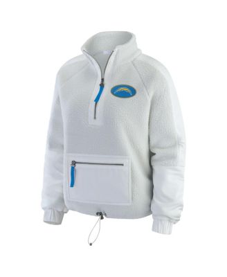 Women's White Los Angeles Chargers Polar Fleece Half-Zip Jacket