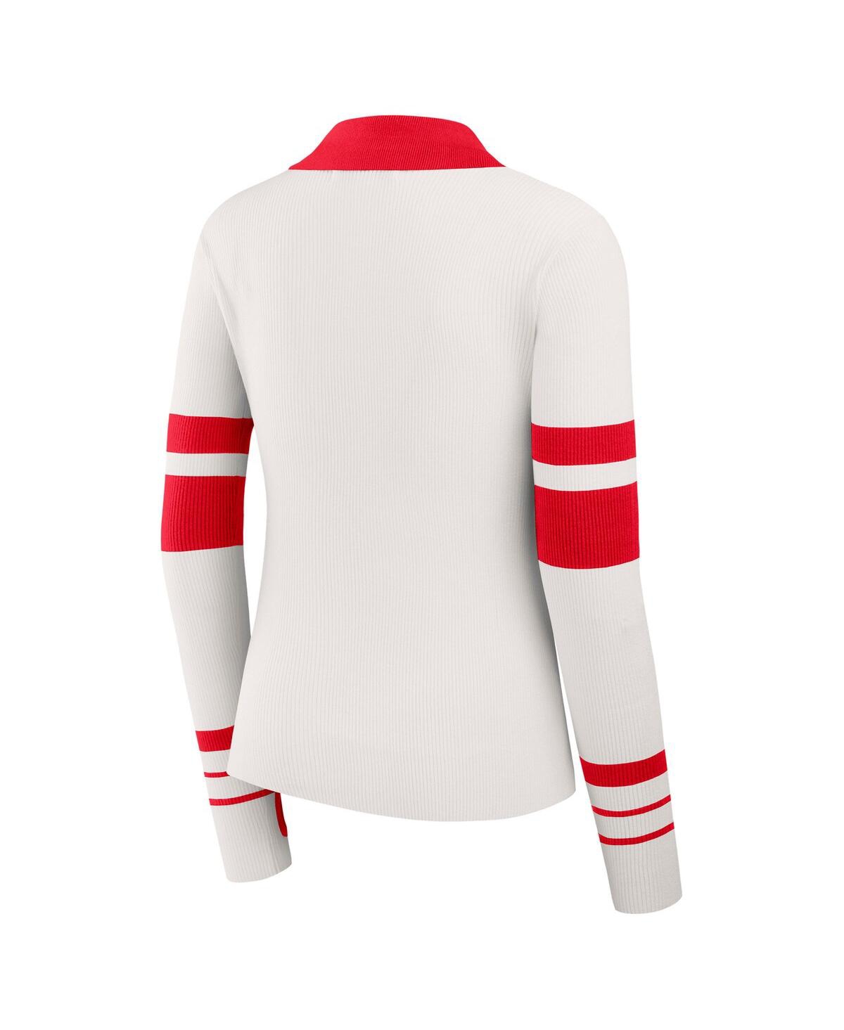 Wear By Erin Andrews Women's White Kansas City Chiefs Ribbed Henley Polo Shirt In White