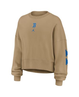 Women's Tan UCLA Bruins Oversized Phoenix 2-Hit Pullover Sweatshirt