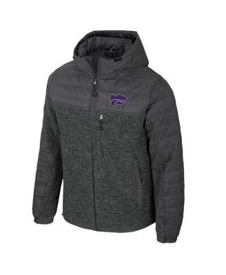 Men's Charcoal Kansas State Wildcats Nightman Full-Zip Hoodie Puffer Jacket