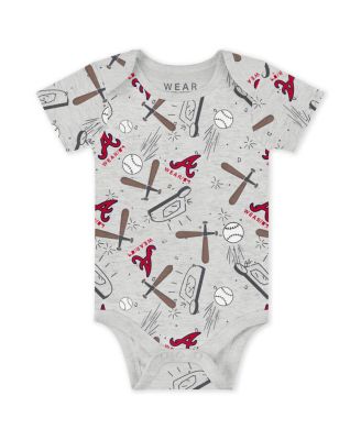 Baby Boys and Girls 3-Piece Heather Gray/White/Navy Atlanta Braves Turn Me Around Bodysuits and Pants Set