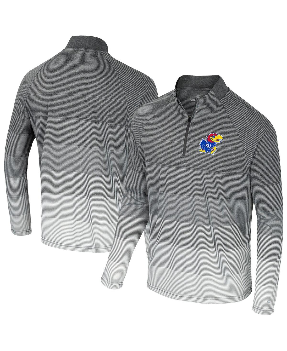 Colosseum Men's Gray Kansas Jayhawks Ai Striped Mesh Quarter-Zip Raglan Windshirt Jacket