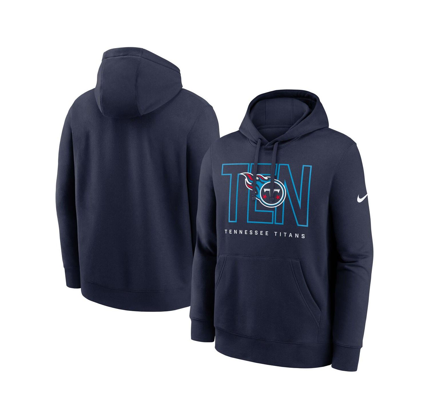 Men's Navy Tennessee Titans Busted Play Club Fleece Pullover Hoodie