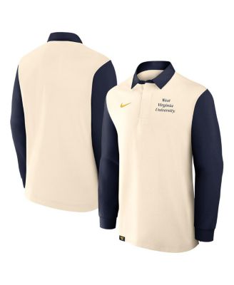 Nike - Men's Cream/Navy West Virginia Mountaineers Rugby Long Sleeve Shirt