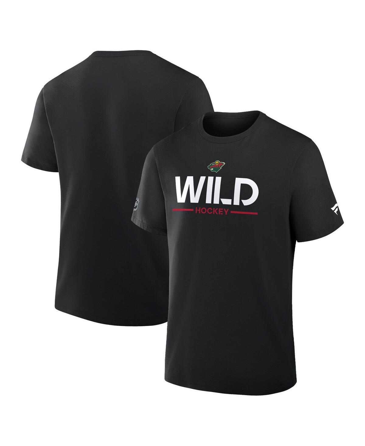 Fanatics Men's Black Minnesota Wild Authentic Pro Primary T-shirt In Multi