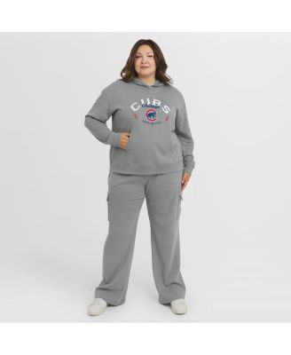 Women's Gray Chicago Cubs Plus Size Waffle-Knit Long-Sleeve Hoodie & Lounge Pant Set