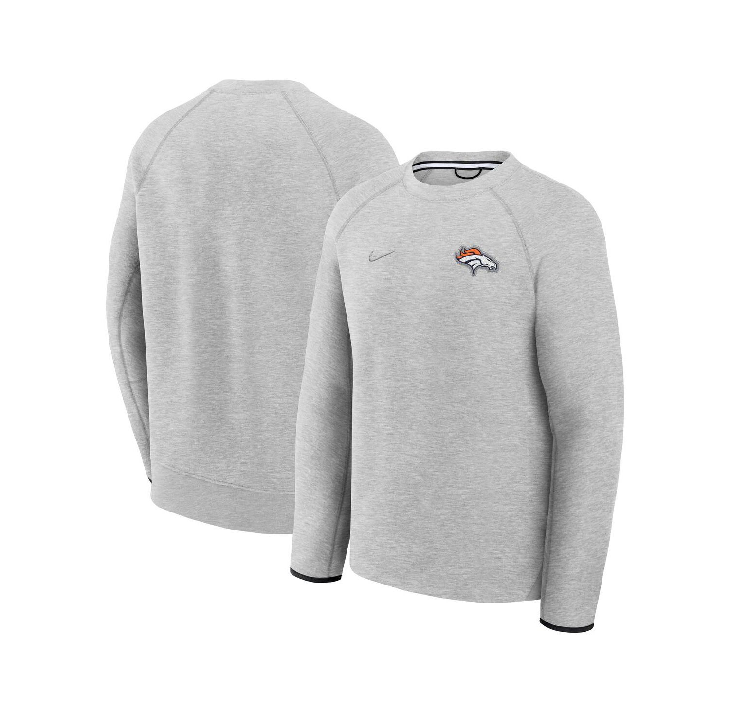 Men's Heather Gray Denver Broncos Tech Fleece Raglan Sweatshirt