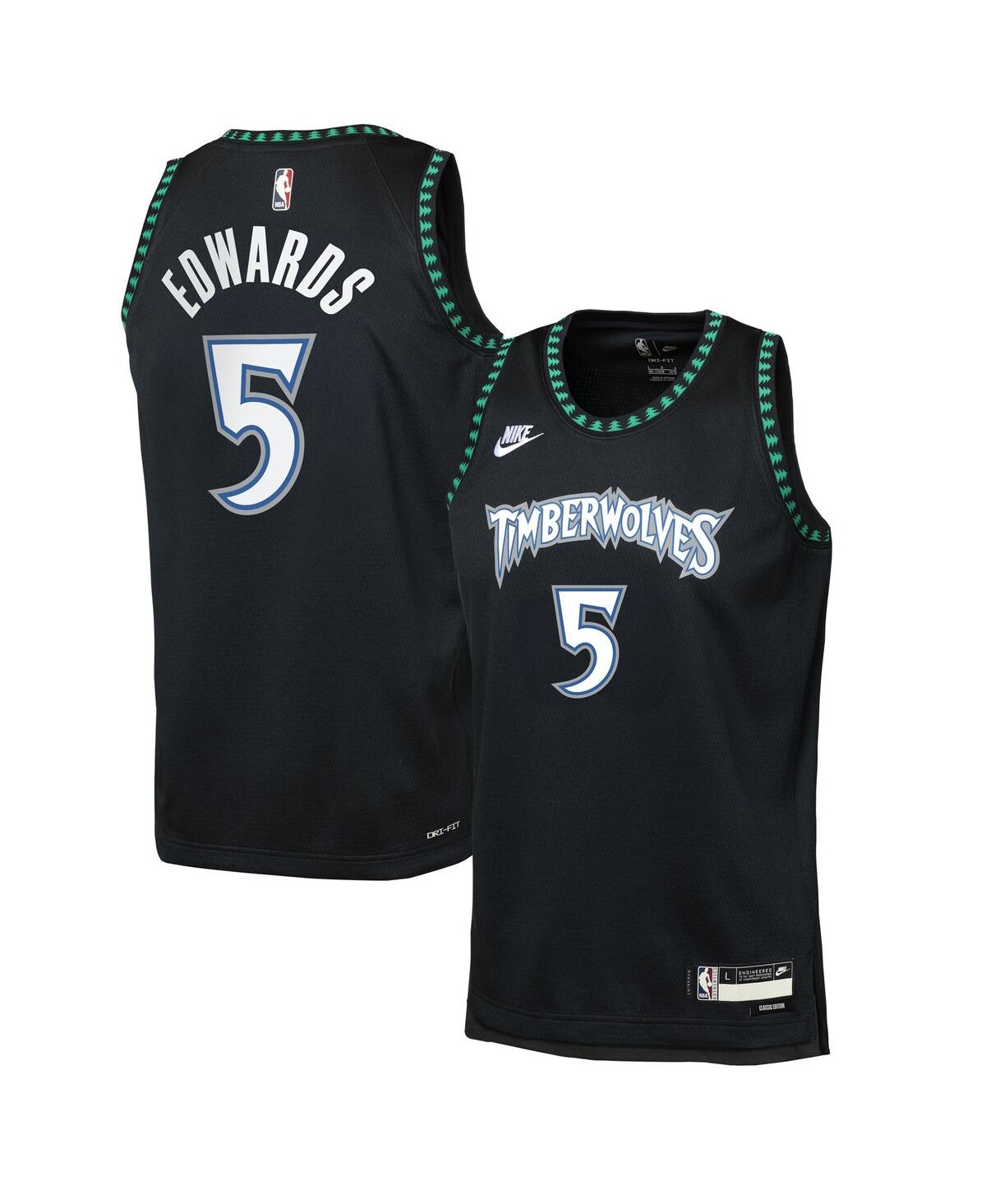 Nike Big Boys and Girls Anthony Edwards Black Minnesota Timberwolves Swingman Jersey