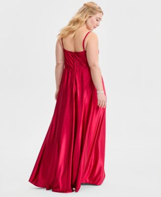 Trendy Plus Size Satin Studded Bustier Gown
