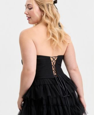 Created for Macy's, Trendy Plus Size Tulle Ruffle Strapless Gown