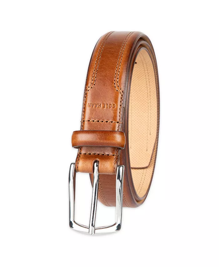 Men's Double Stitched Leather Dress Belt - thumbnail 7
