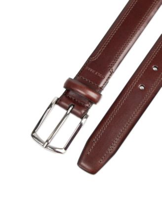 Men's Double Stitched Leather Dress Belt