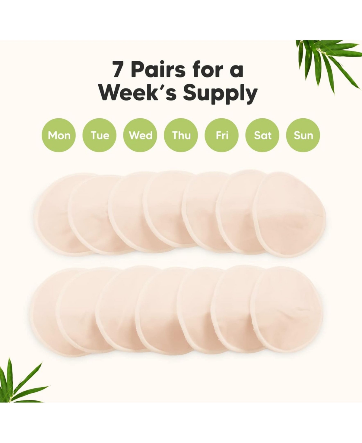 KeaBabies 14pk Organic Nursing Pads, Washable Breast Pads + Wash Bag