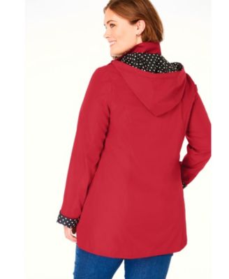 Plus Size Dot Trim Raincoat