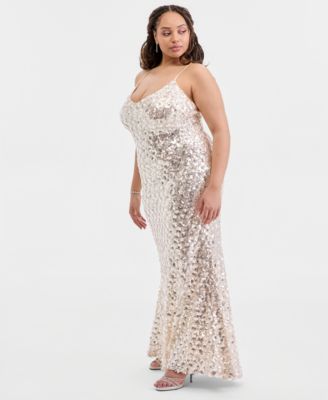 to the Dress Plus Size V-Neck Sequin Sleeveless Gown
