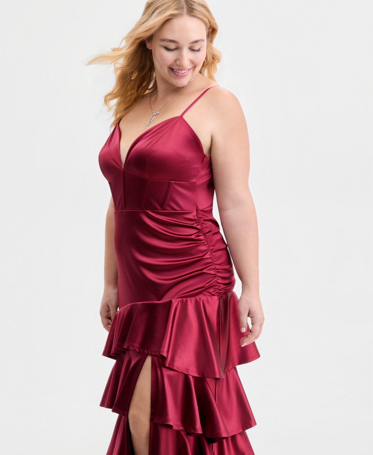 Emerald Sundae Trendy Plus Sleeveless Ruffled Gown